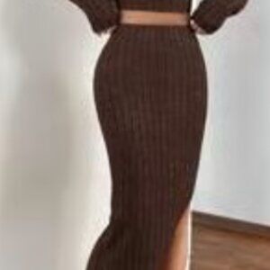 Skirt and Long Sleeve Top Two Piece Set